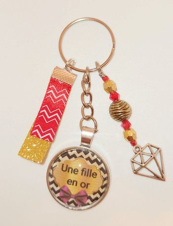 Cadeau ma fille, porte clé message bijoux de sac " une fille en or"