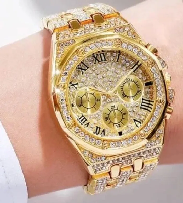 Montres style diamant pour femmes, montre-bracelet style or pour dames - photo numéro 2