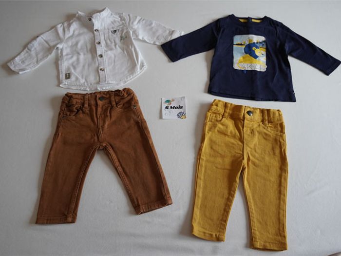 Lot n°6 Vêtements 6 mois : 6 Pantalons + 1 Salopette + 6 Hauts - photo numéro 2