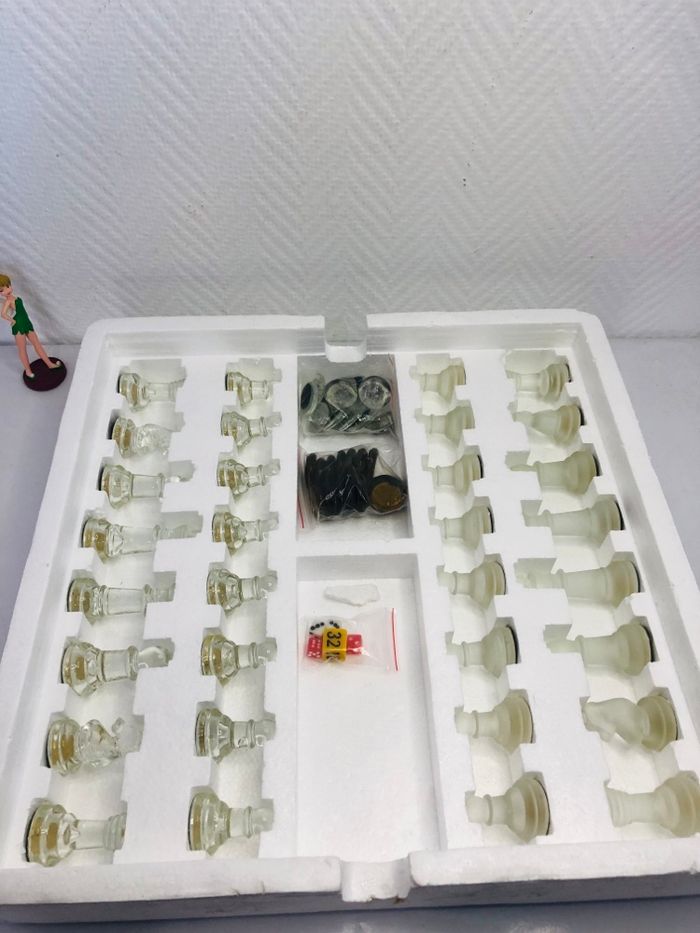 3 en 1 en verre échiquier, dames, backgammon - photo numéro 3