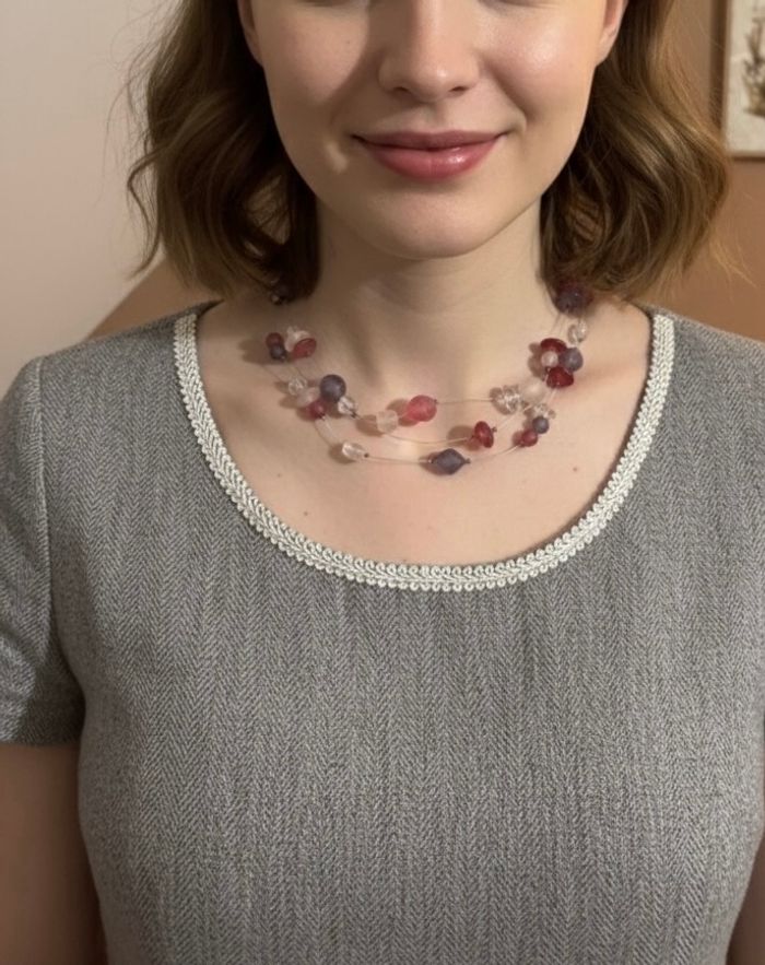 💗 Collier Yves Rocher Pierres roses & violettes – Très bon état