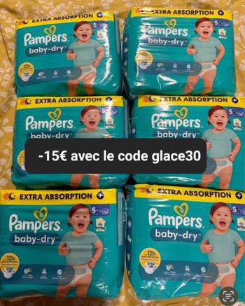 Six pack de pack de couches Pampers taille 5 plus