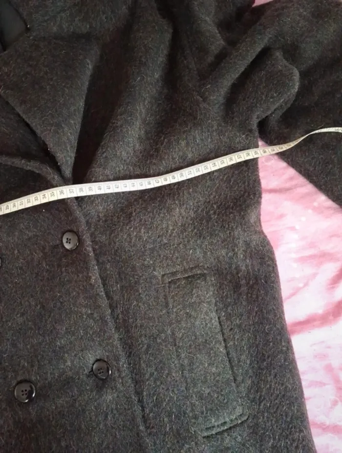 Manteau laine gris foncé noir - photo numéro 8