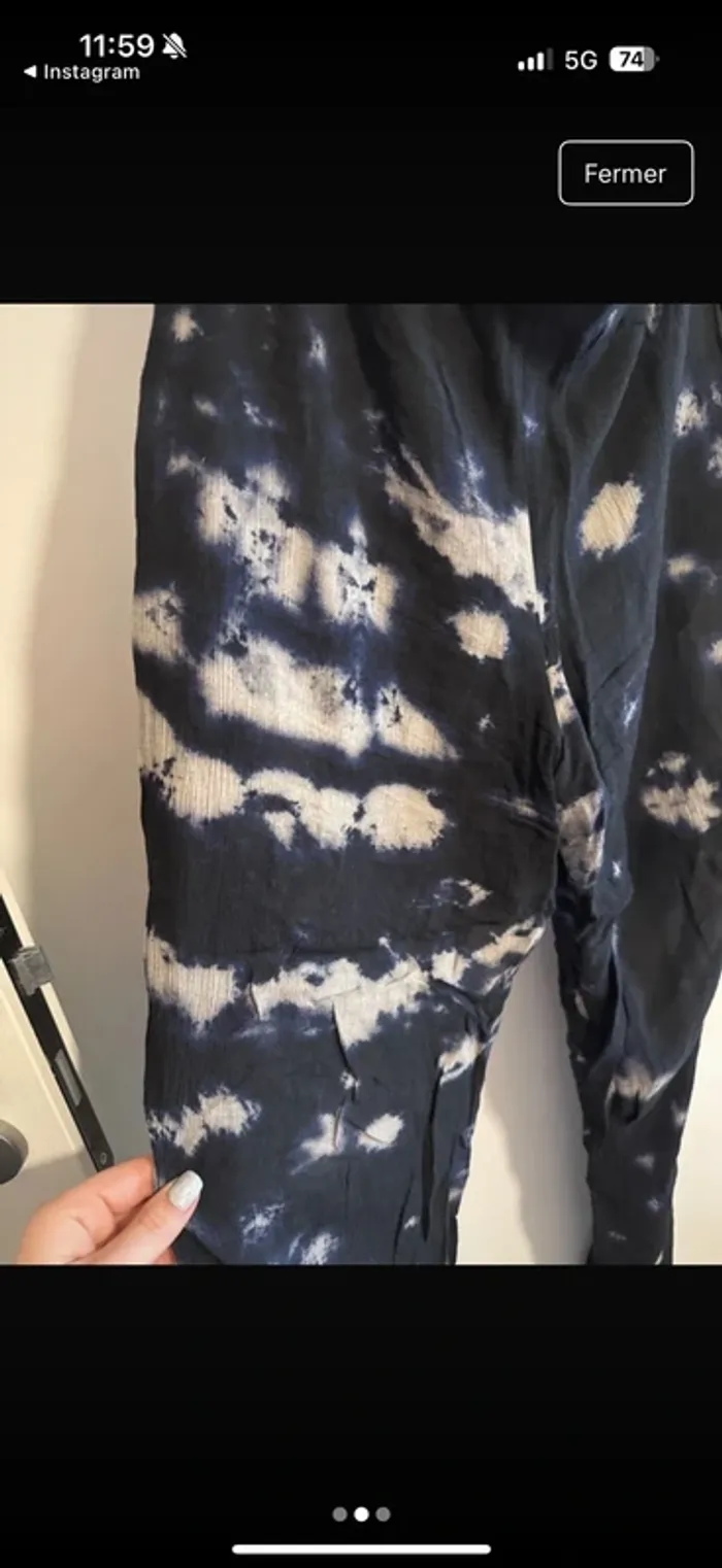 Pantalon flare tie and die marine Zara - photo numéro 4