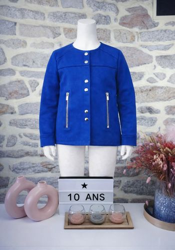 Superbe veste en suédine bleu pétrole Fille taille 10 ans marque Little Mim by Captain Tortue 