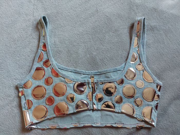 Crop top Lumina jean & patchs effet "miroir" taille S - photo numéro 4