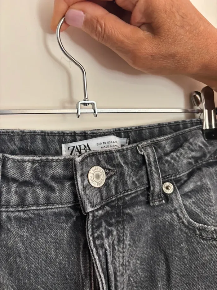 jean gris taille haute mom zara taille 36 - photo numéro 2