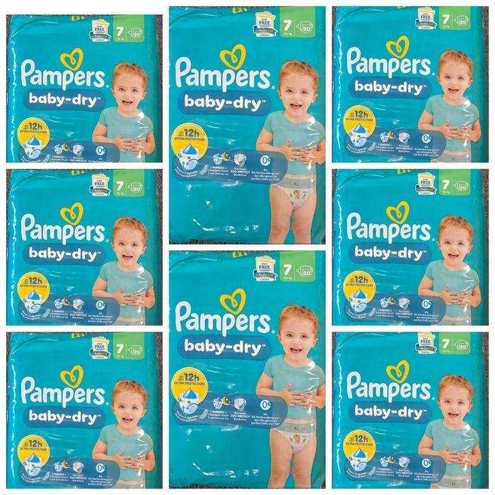 Lot de 160 Couches Pampers Baby Dry 15+ kg Taille 7 Neuf