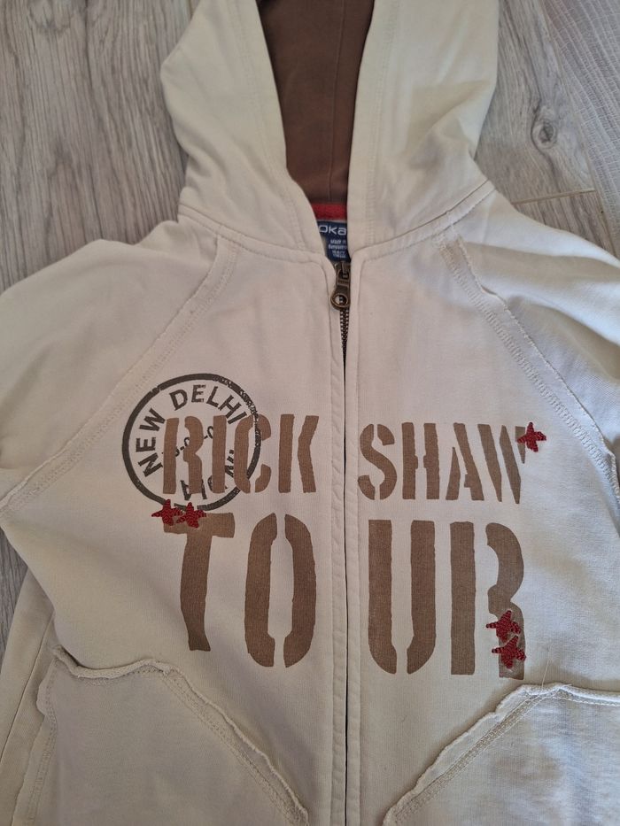 Veste zippée à capuche okaidi beige 10 ans garçon - photo numéro 2