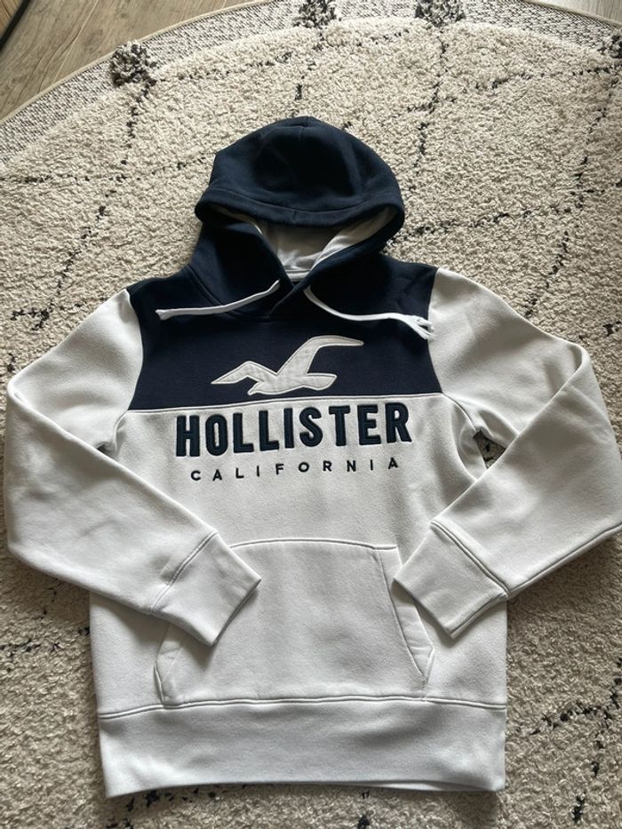 Sweat à capuche marine et blanc Hollister