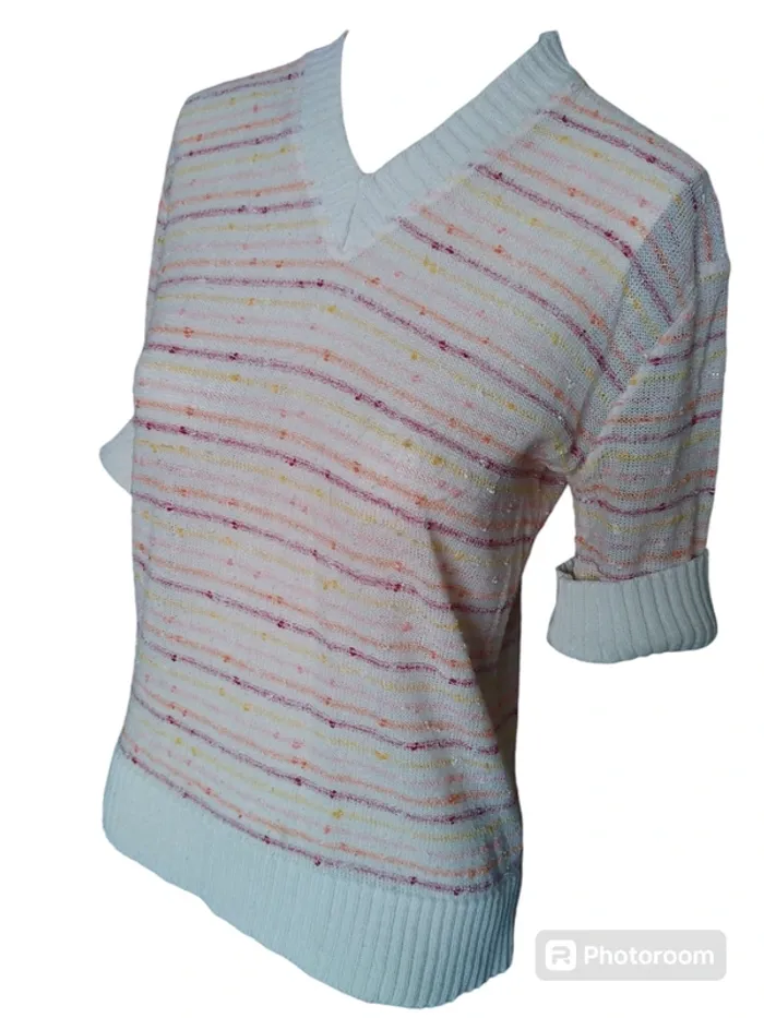 Pull vintage leger retro fin printemps été rayures stripes