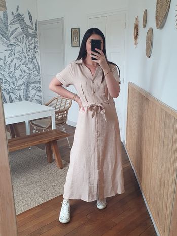 Robe longue Seychelles beige effet lin Taille S/M