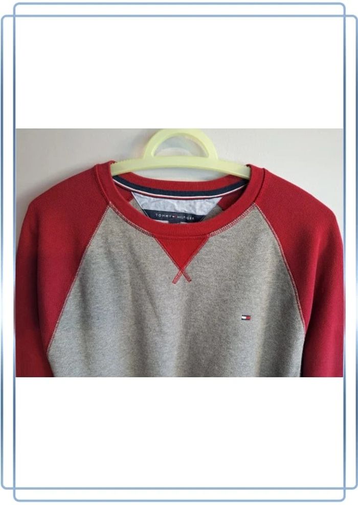 Pull / crewneck tommy hilfiger homme - taille M - gris et rouge - col rond (278) - photo numéro 2