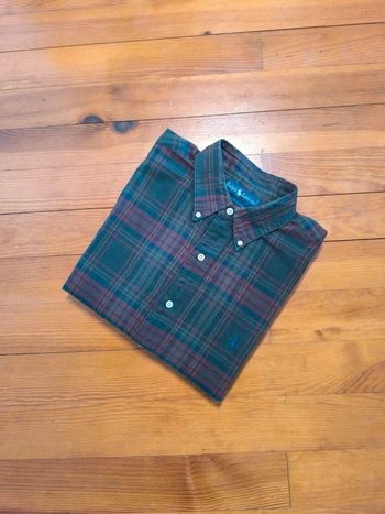 Chemise Ralph Lauren - Logo brodé bleu - Vert foncé, bordeaux - Taille L - Style bûcheron
