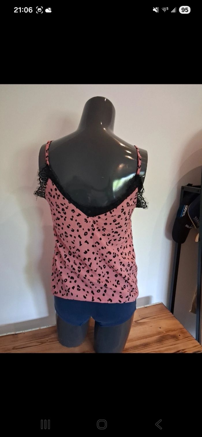 Top léopard rose noir dentelle - photo numéro 3