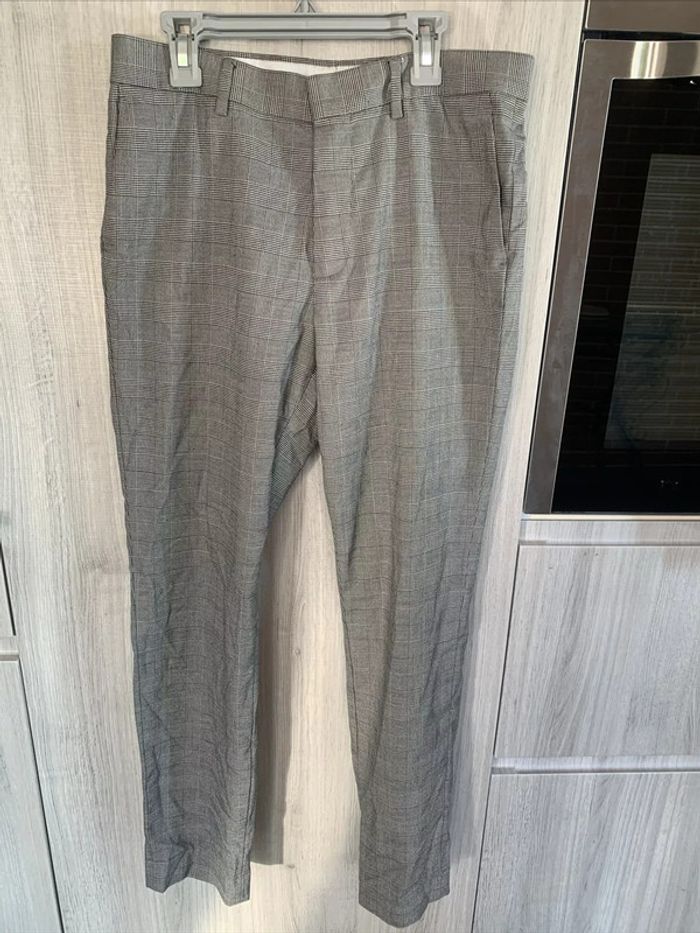 Pantalon Habillé À Motifs Carreaux Skinny Fit T38 H&M