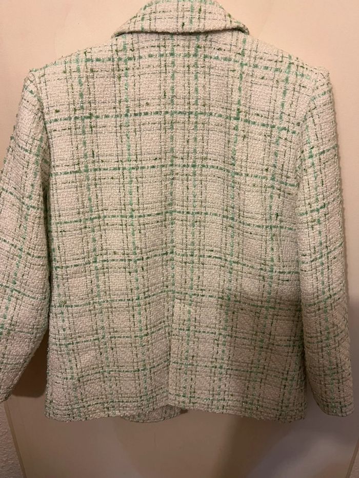 Veste pimkie verte brillante et blanche effet tweed - photo numéro 5