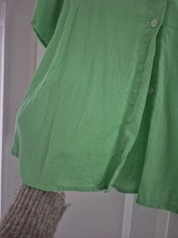 Chemise verte lin et coton h&m - photo numéro 2