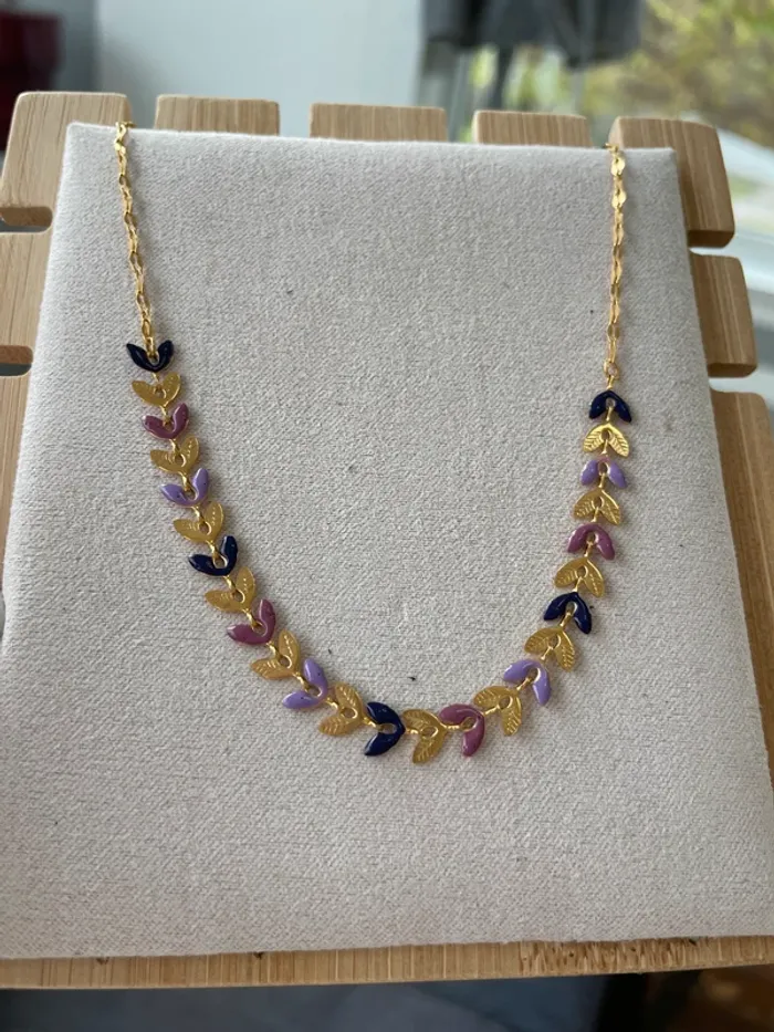 Collier délicat épis tons roses, mauves et dorés en acier inoxydable - photo numéro 10