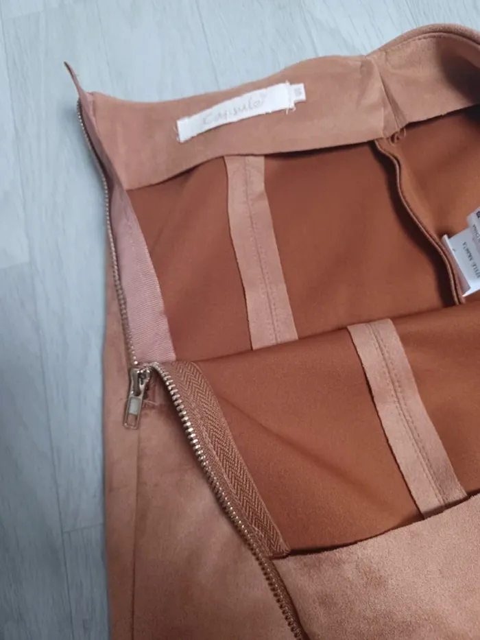 Jupe mi longue marron effet velour - photo numéro 5