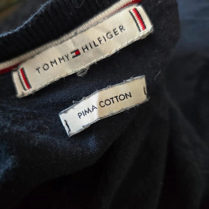 Pull Col v bleu marine pima coton  tommy hilfiger - photo numéro 6