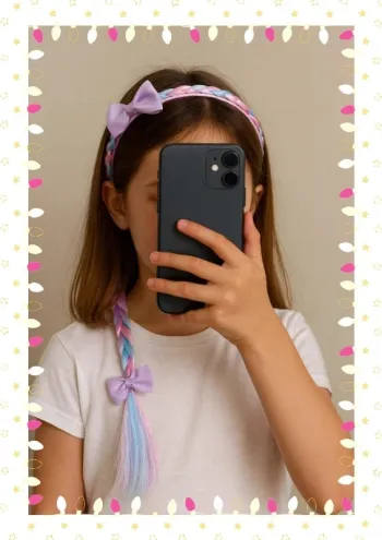 🎀 Serre-tête pastel avec mèches arc-en-ciel 🎀