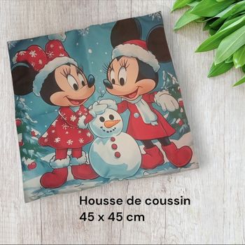 Housse de coussin Minnie et Mickey mouse Disney noël