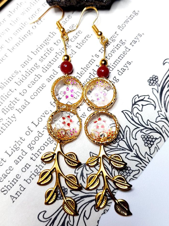 Magnifique paire de boucles d'oreilles pendantes style vintage bohème - photo numéro 2