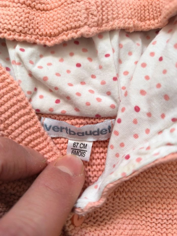 Veste capuche rose Verbaudet 6 mois coton - photo numéro 2