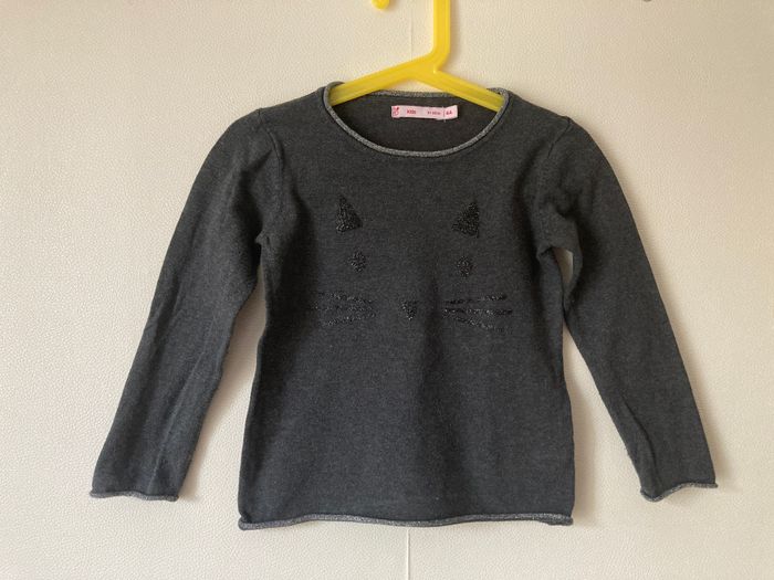 pull fin motif chat pailleté