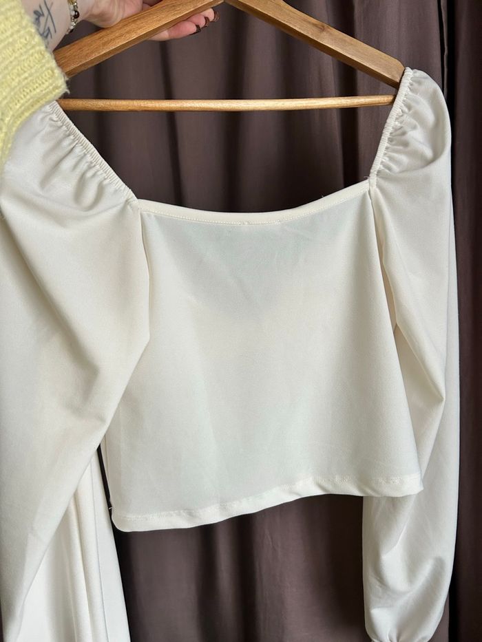 Crop top blanc manche longue - photo numéro 5