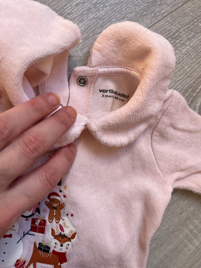 Lot de 2 pyjamas 1 velour et 1 coton bébé fille 3 mois - photo numéro 7