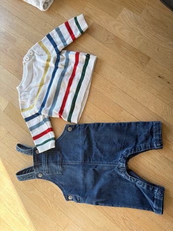 Salopette + Pull Petit Bateau 