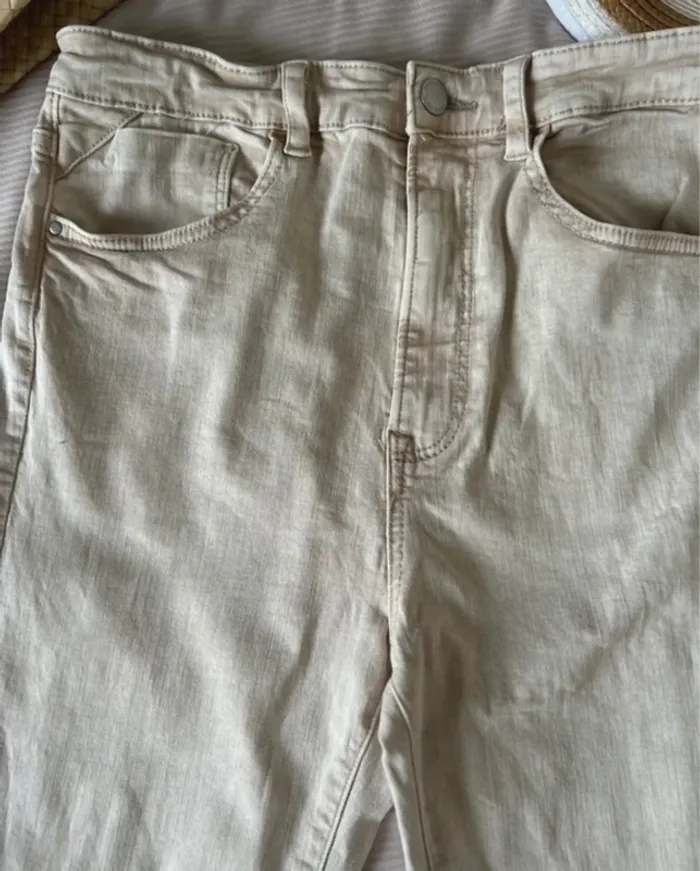 Jeans stradivarius beige crème tailleL L - photo numéro 2
