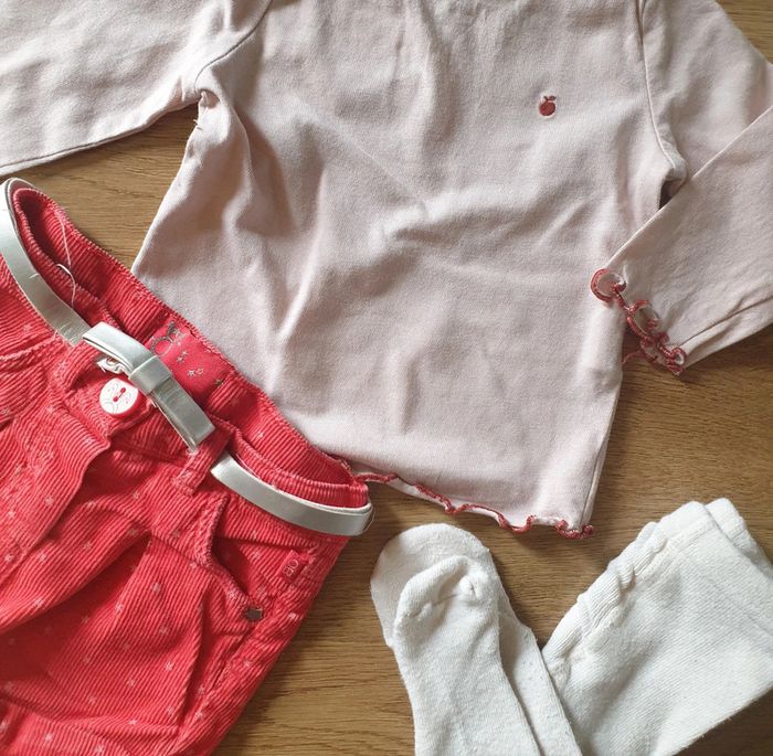 🩷 Ensemble tee-shirt ML short collant 3 mois Obaïbi/Kiabi #emyfleury_3moisfille - photo numéro 2