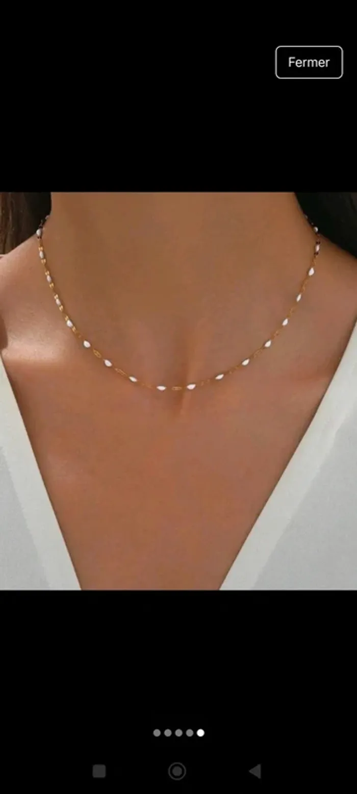Collier dorée et blanc acier inoxydable