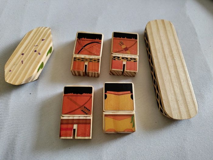 Jeu en bois pirogue et indiens - photo numéro 3