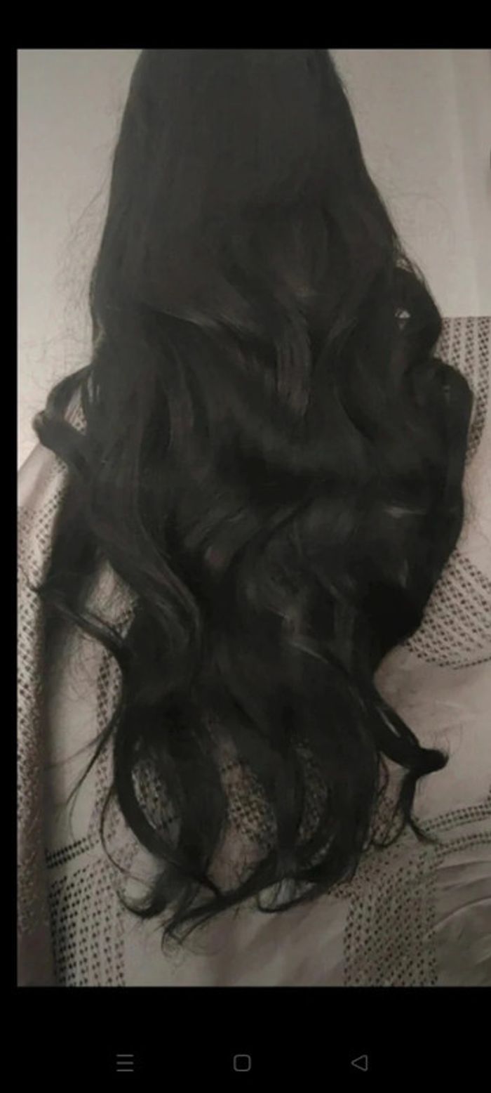💯 promo 💯 Perruque Naturelle Noir Ébène Luxe Tendance - photo numéro 2