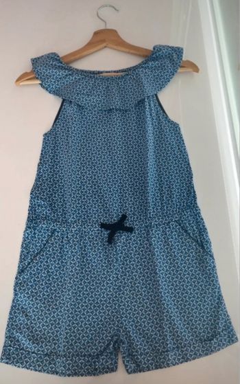 Combishort bleue à motifs Okaïdi (8 ans) avec col volanté