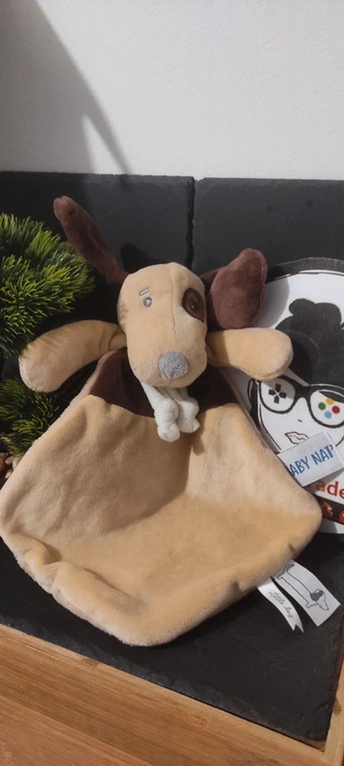 doudou baby nat bn649 chien bernie marron beige cocard blanc little dog