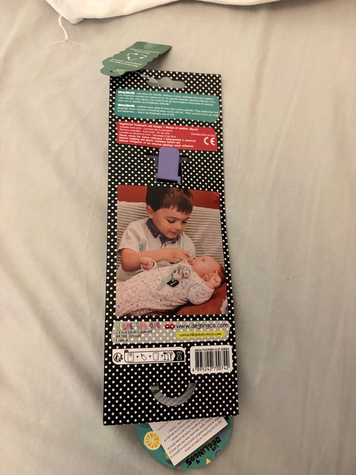 Attache tétine neuve les deglingos Kiprokos mi-zèbre, mi-licorne - photo numéro 2