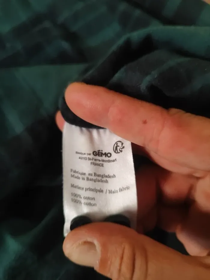 Chemise à Carreaux Gémo Verte et Noire - Taille XL - Coton - Très Bon État - photo numéro 4