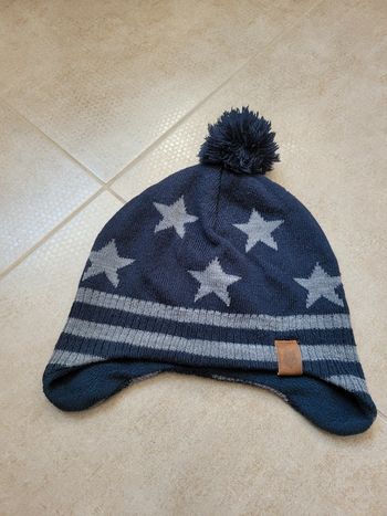 Bonnet bleu pompom h&m