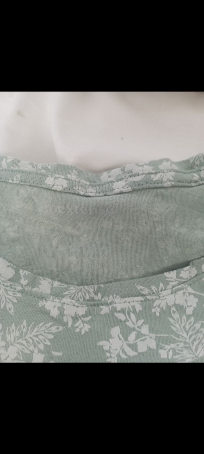 Tee shirt manches courtes vet imprimé feuille blanche in extenso XS neuf 2€ - photo numéro 2