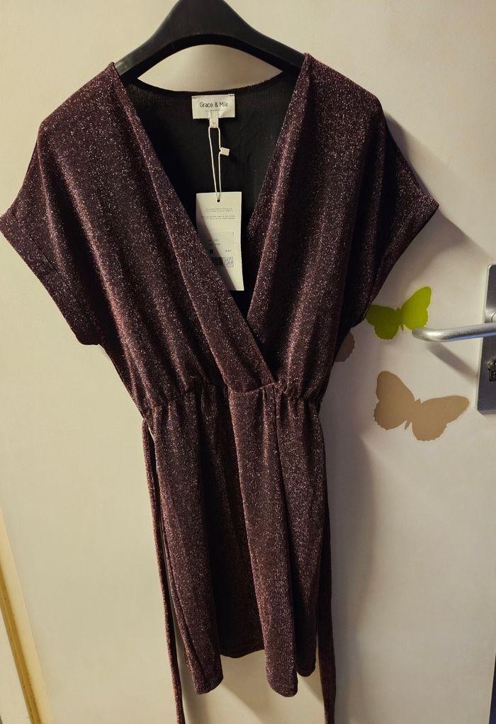 Robe scintillante rose violet Grace & Mila  T38 - photo numéro 8