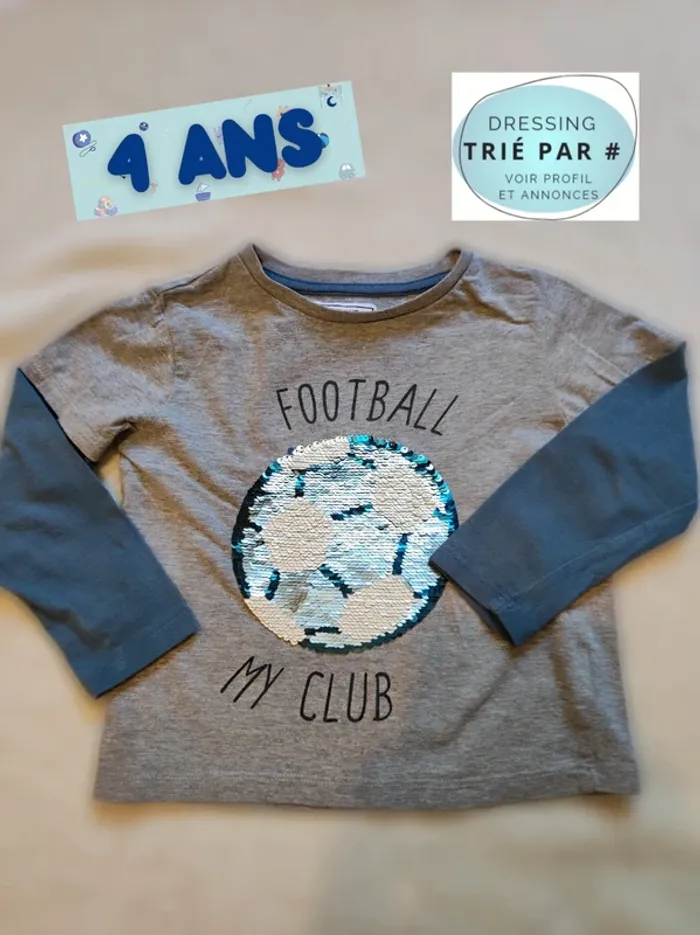T-shirt manches longues sequin 4 ans