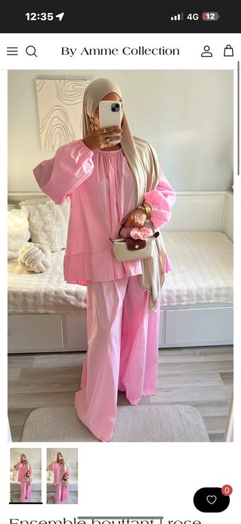 Ensemble pantalon rose en coton