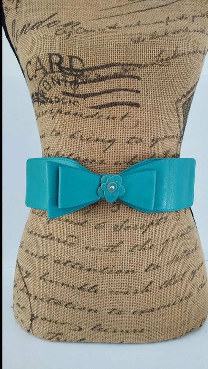 Ceinture bleu élastique noeud 80/90 cm - photo numéro 4
