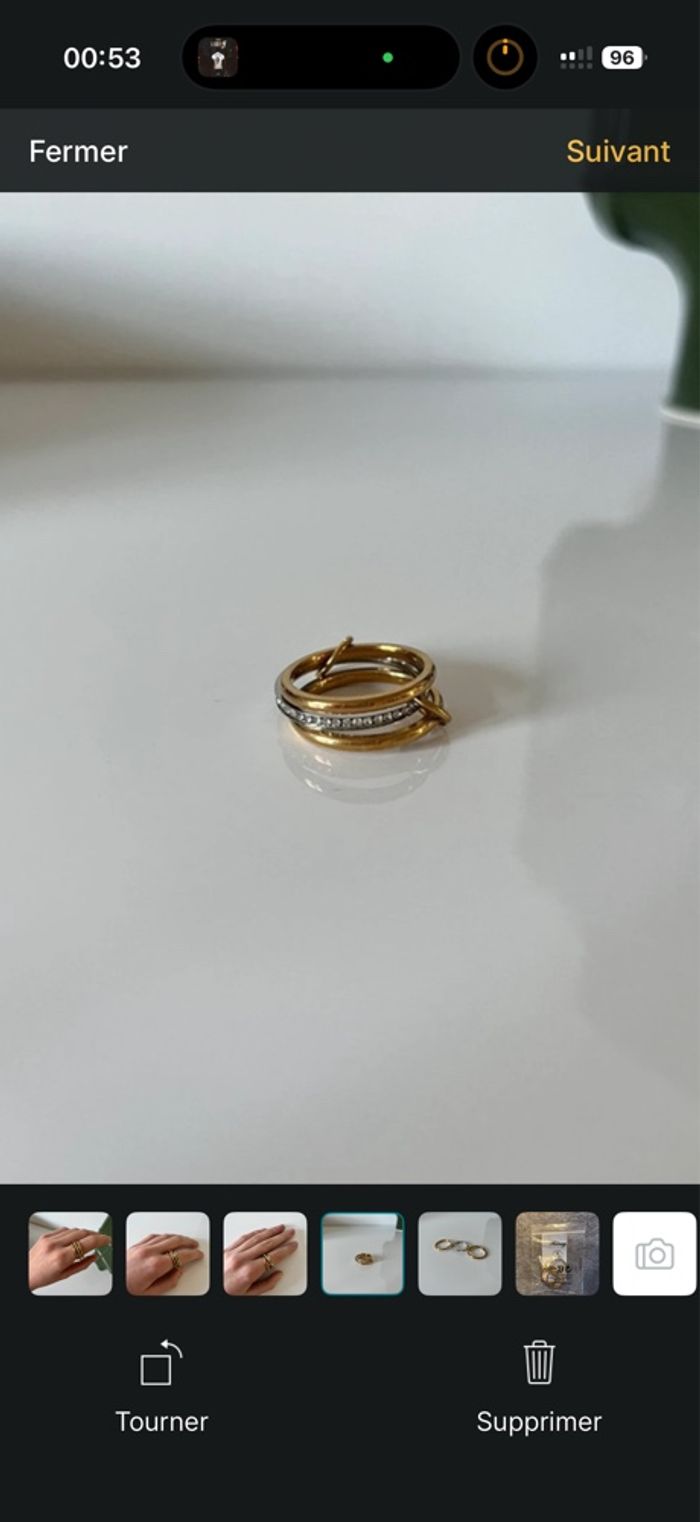 Bague dorée multi-anneaux avec strass – style minimaliste tendance - photo numéro 2