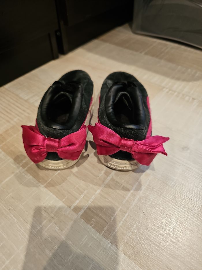 🎀 baskets puma suede bow noir rose satin femme taille 30 sneakers fille tendance confortable 🎀 - photo numéro 2